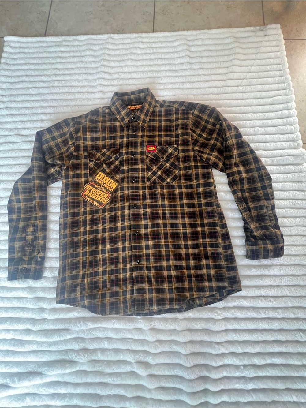 DIXXON Rare “Proper Baggers”Black and Brown Plaid Button-Down Work Shirt